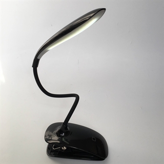 LED læselampe med klemme - Genopladelig - Sort